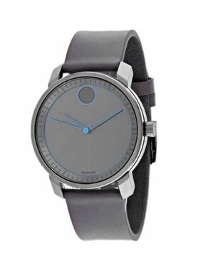 Movado Bold Men’s 40mm Gray Leather Strap Watch 3600490
